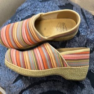 Super cute, bright stripes for summer, Dansko clogs for work or for play